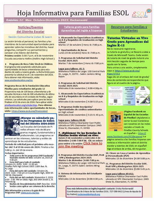 ESOL Family Outreach Spanish
